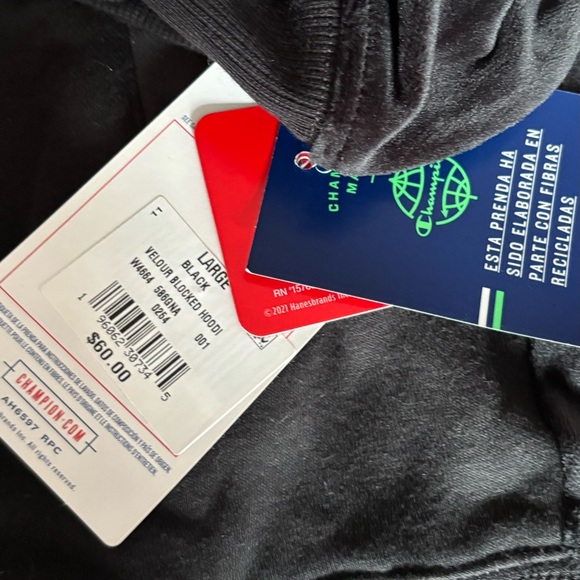 Champion Black Velour Hoodie - Picture 2 of 12